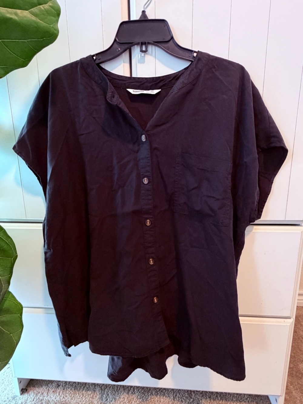 096 - Sonoma Black, Button-Front Short Sleeve Shirt SZ XXL